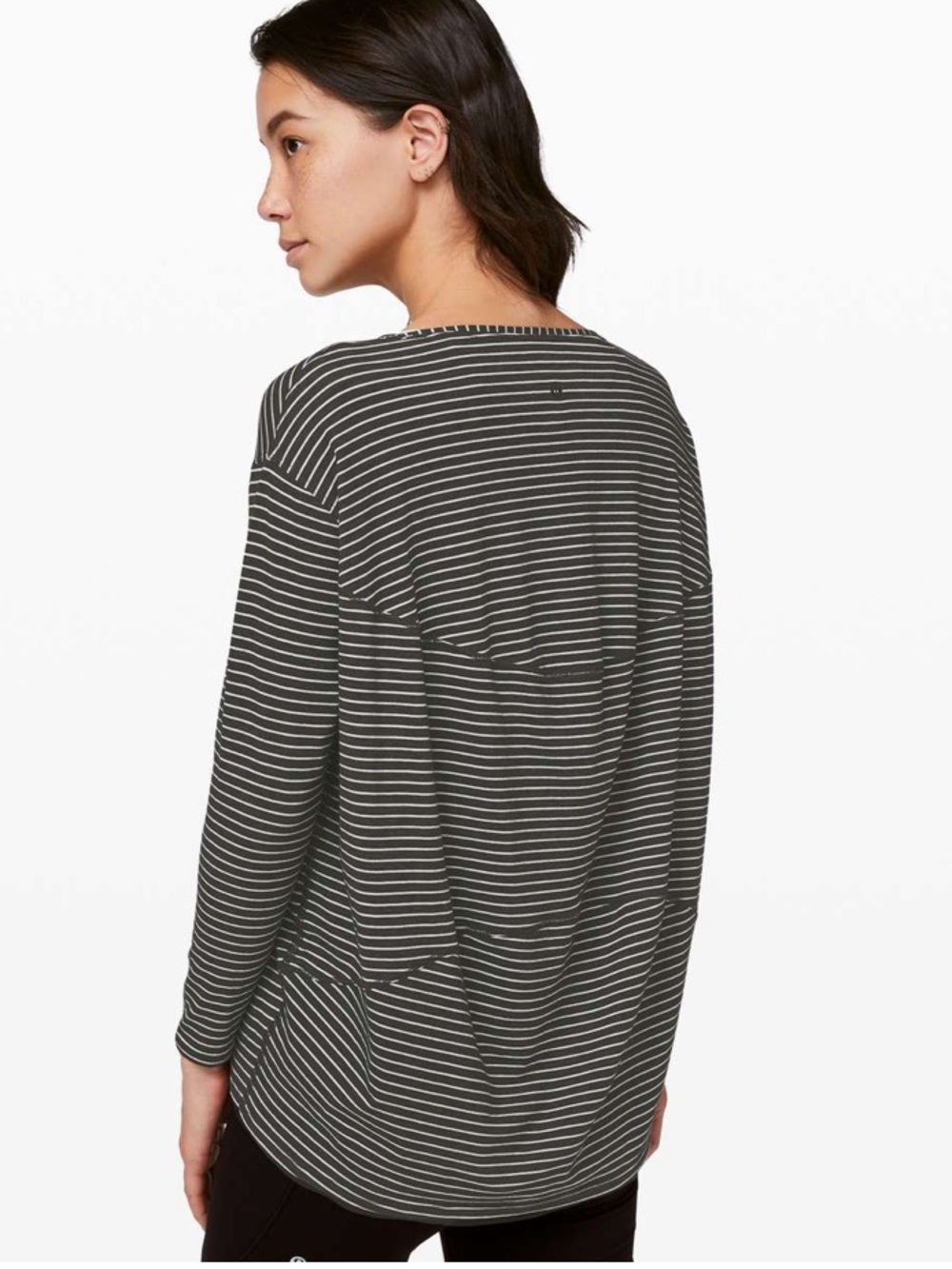 Lululemon Back In Action Long Sleeve Black & White Sz 16